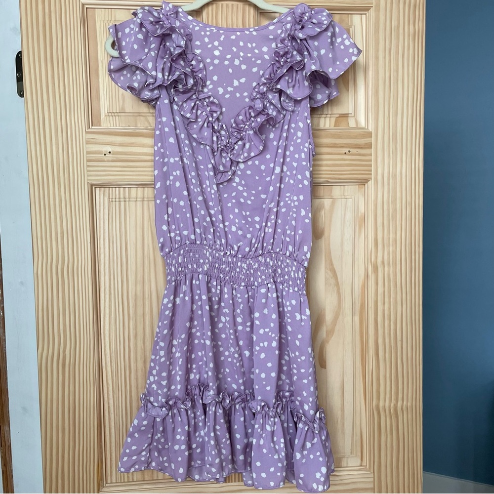 Purple Polka Dot Ruffle Dress